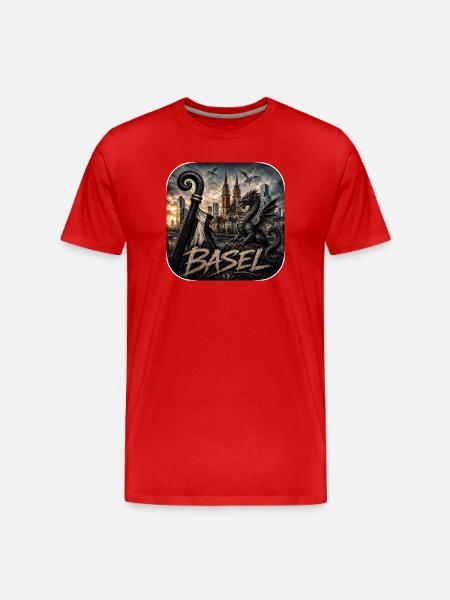 Basel Dragon Scene - Men's Premium Organic T-Shirt - red