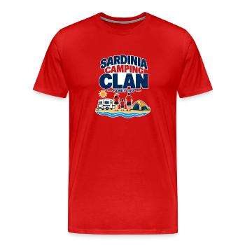 Campinggeschenke, Sardinien Camping Clan Familienausflug - Männer Premium Bio T-Shirt - Rot - Vorne - Damien (186cm)