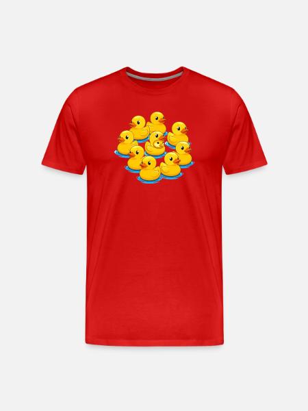 Rudel Gummienten am Wasser - Männer Premium Bio T-Shirt - Rot