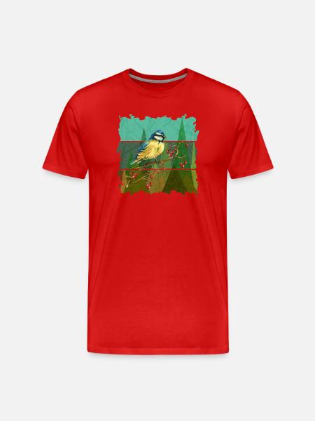 Bunter Vogel - Männer Premium Bio T-Shirt - Rot