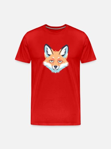 Sleepy Fox Cartoon Face - Men's Premium Organic T-Shirt - red