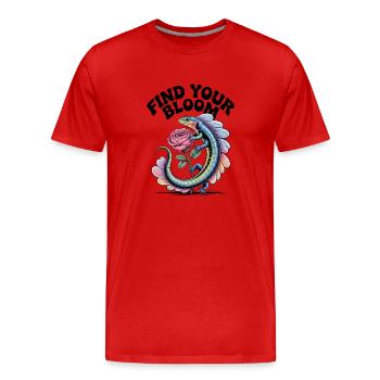 Lézard coloré avec une rose - T-shirt bio Premium Homme - rouge - Devant - Damien (186cm)
