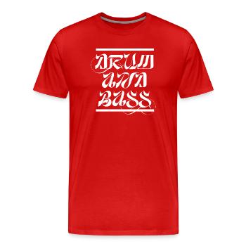 Drum and Bass Script - Men's Premium Organic T-Shirt - red - Front - Damien (186cm)