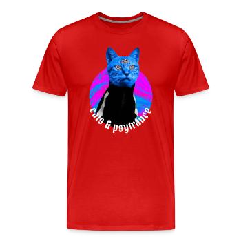 Cats & Psytrance - Rave outfit Psy trance  - T-shirt bio Premium Homme - rouge - Devant - Damien (186cm)