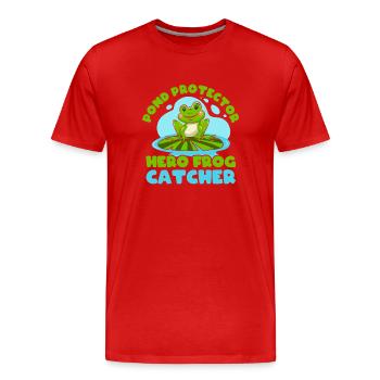 Grenouille protectrice d’étang Catcher - T-shirt bio Premium Homme - rouge - Devant - Damien (186cm)