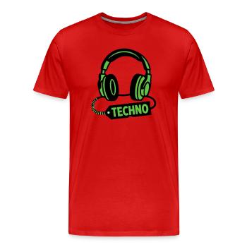 DJ Kopfhörer Techno Rave Festival Produzent - Männer Premium Bio T-Shirt - Rot - Vorne - Damien (186cm)