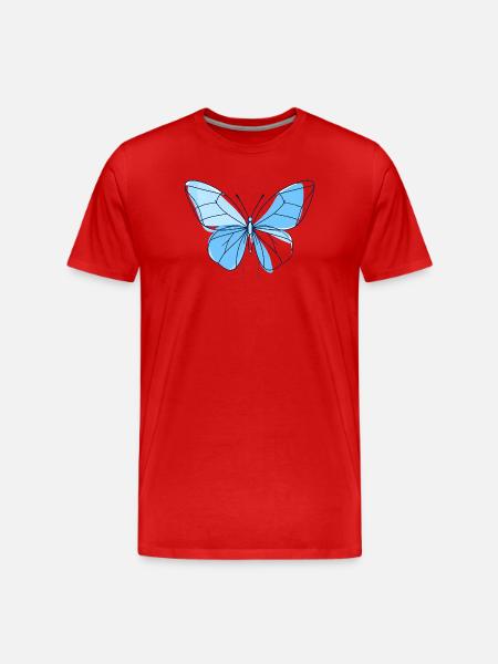 Blue Line Butterfly - Men's Premium Organic T-Shirt - red