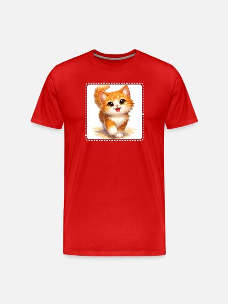 Kitten in bright orange - Men's Premium Organic T-Shirt - red