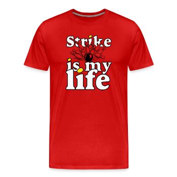 Bowling - Strike Life – Lifestyle - Men's Premium Organic T-Shirt - red - Front - Damien (186cm)