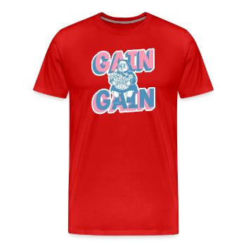 Dessin animé Gain Gain Gain Gym Girl - T-shirt bio Premium Homme - rouge - Devant - Damien (186cm)