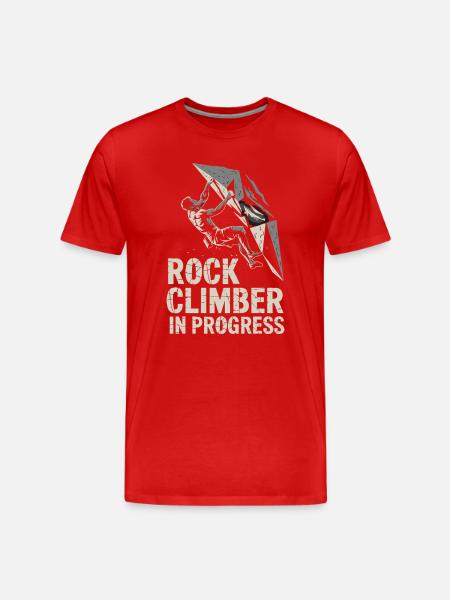 Rock Face Climber Under Construction - Men's Premium Organic T-Shirt - red