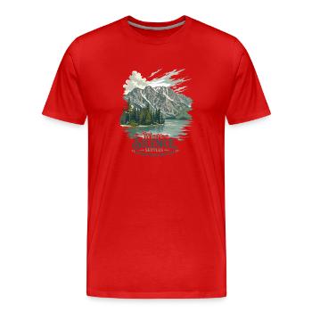 Montagnes Grand Teton – Là où le silence s’installe - T-shirt bio Premium Homme - rouge - Devant - Damien (186cm)