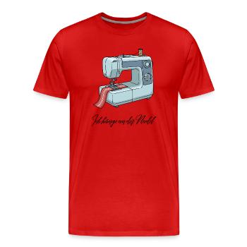 Nähmaschine - ich hänge an der Nadel - Männer Premium Bio T-Shirt - Rot - Vorne - Damien (186cm)