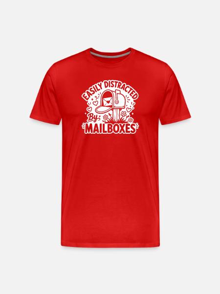 Easily Distracted By Mailboxes - Post Postbote - Männer Premium Bio T-Shirt - Rot