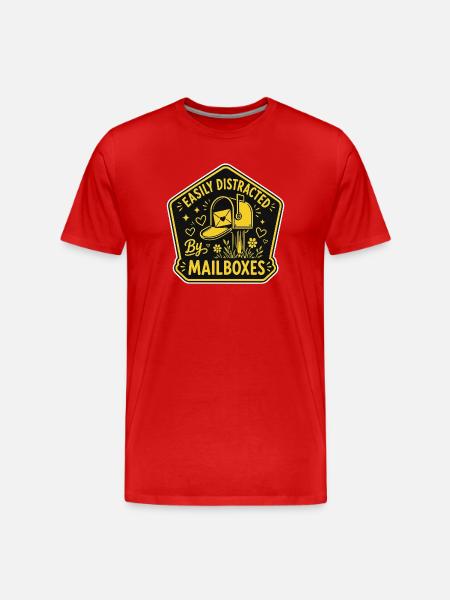 Easily Distracted By Mailboxes - Postman Post - Men's Premium Organic T-Shirt - red
