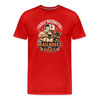 Easily Distracted by Mailboxes and Dogs - Postbote - Männer Premium Bio T-Shirt - Rot - Vorne - Damien (186cm)