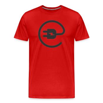 Logo de la prise électrique Lightning - T-shirt bio Premium Homme - rouge - Devant - Damien (186cm)