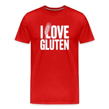 Ich liebe Gluten - Männer Premium Bio T-Shirt - Rot - Vorne - Damien (186cm)