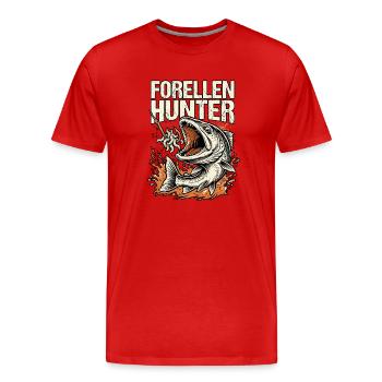 Forellen Jäger - Männer Premium Bio T-Shirt - Rot - Vorne - Damien (186cm)