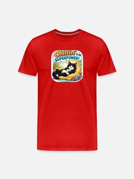 Chillin is my superpower cat - Men's Premium Organic T-Shirt - red