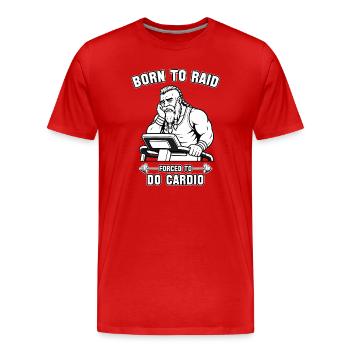 Né pour faire des raids, forcé de faire du cardio - T-shirt bio Premium Homme - rouge - Devant - Damien (186cm)
