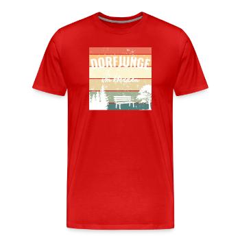 Dorfjunge im Herzen Vintage Heimat - Männer Premium Bio T-Shirt - Rot - Vorne - Damien (186cm)