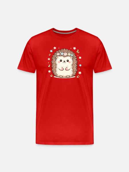 Blütenkranz-Igel Kuscheldesign - Männer Premium Bio T-Shirt - Rot