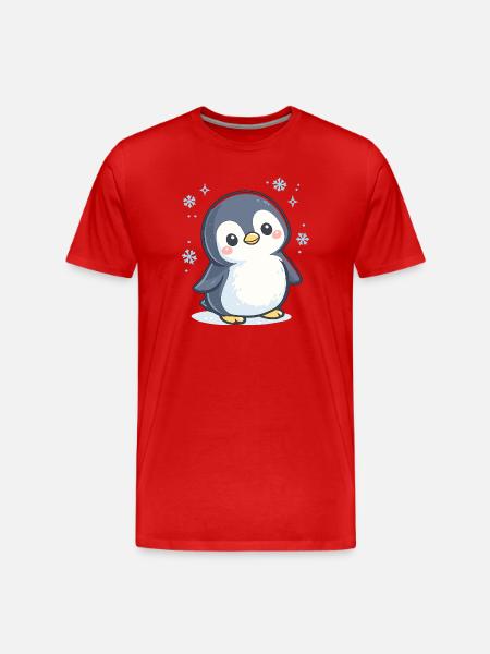 Cuddle Penguin Winter Magic - Men's Premium Organic T-Shirt - red