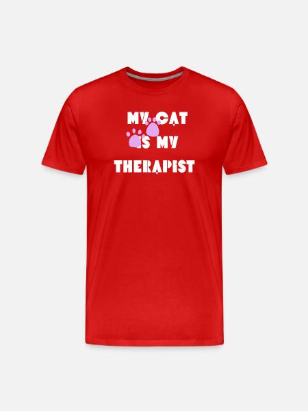 Mon chat est mon thérapeute - T-shirt bio Premium Homme - rouge