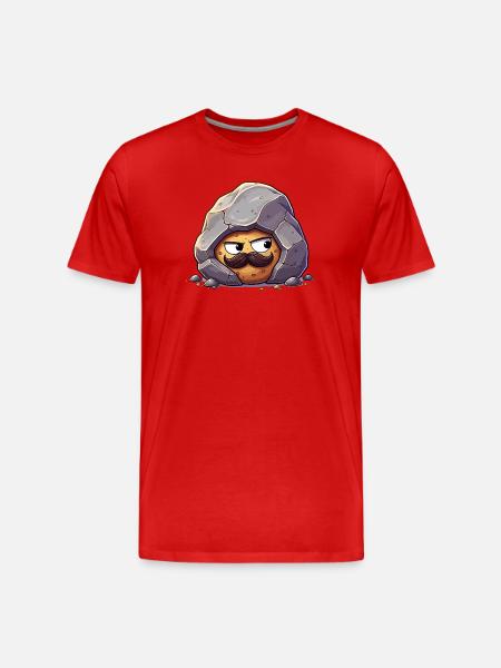 Stein mit Schnurrbart Maskottchen - Männer Premium Bio T-Shirt - Rot
