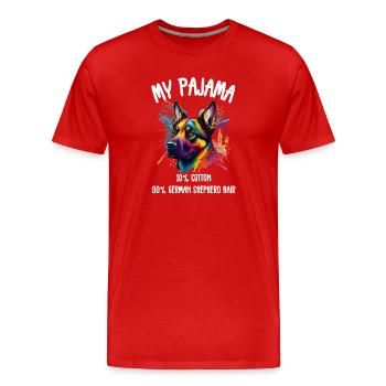Witziger Deutscher Schäferhund-Pyjamahund - Männer Premium Bio T-Shirt - Rot - Vorne - Damien (186cm)