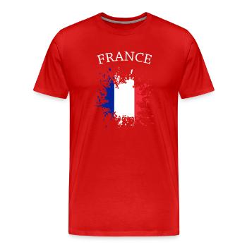 Éclaboussures de drapeaux français - T-shirt bio Premium Homme - rouge - Devant - Damien (186cm)