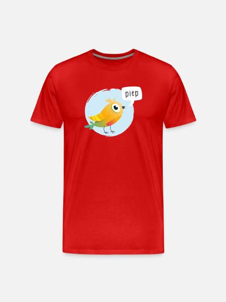 Bunter Vogel mit Piepsprechblase - Männer Premium Bio T-Shirt - Rot