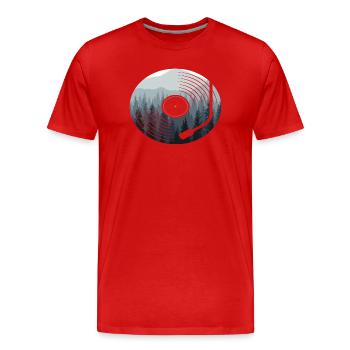 Vinyl Schallplatte Natur Wald - Männer Premium Bio T-Shirt - Rot - Vorne - Damien (186cm)