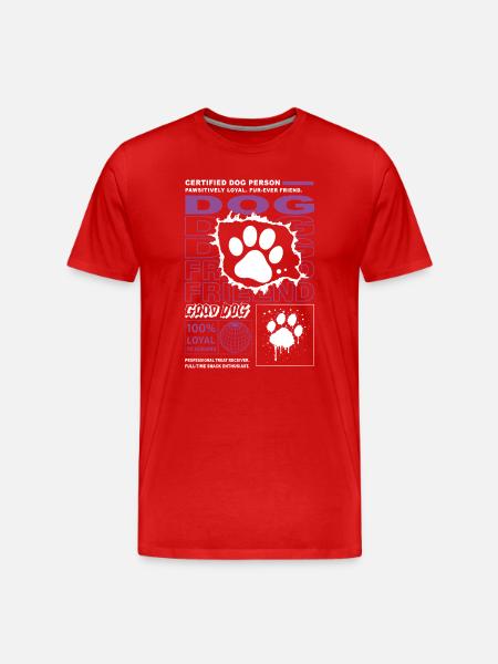 Certified Dog Person Grafikdesign - Männer Premium Bio T-Shirt - Rot