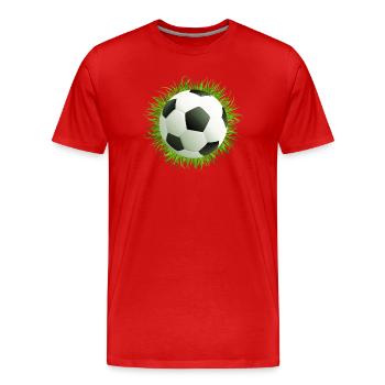 Üppige Gras-Fußballkunst - Männer Premium Bio T-Shirt - Rot - Vorne - Damien (186cm)