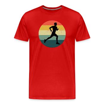 Geschenkidee für einen Running mit Running - Männer Premium Bio T-Shirt - Rot - Vorne - Damien (186cm)