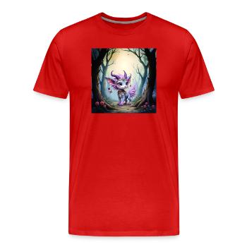 Créature de la forêt lilas avec des cornes - T-shirt bio Premium Homme - rouge - Devant - Damien (186cm)
