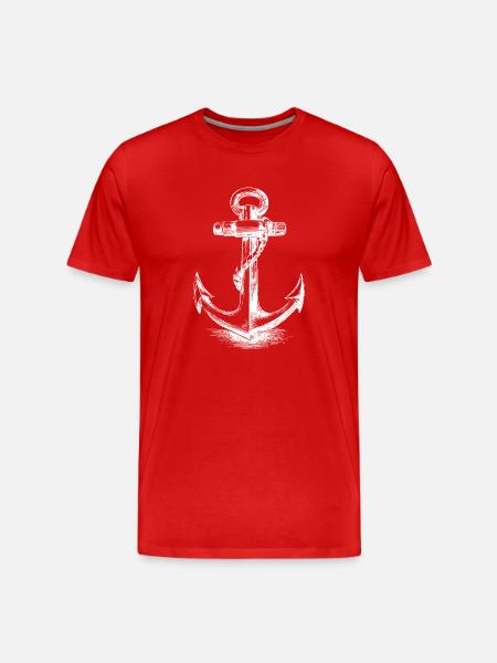 White Anchor Silhouette - Men's Premium Organic T-Shirt - red
