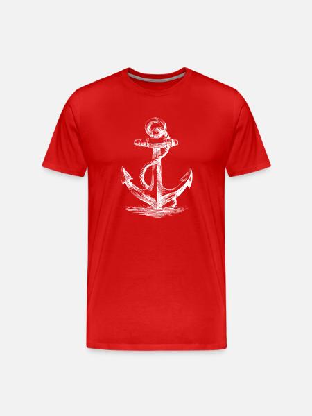 Anchored Nautical Silhouette - Men's Premium Organic T-Shirt - red