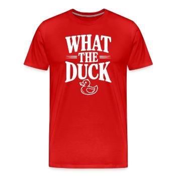 Was zur Ente - Männer Premium Bio T-Shirt - Rot - Vorne - Damien (186cm)