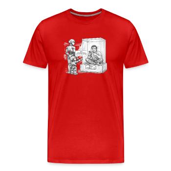 Mensch nach KI Revolution - Männer Premium Bio T-Shirt - Rot - Vorne - Damien (186cm)