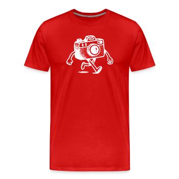 Fotoapparat Charakter Comic Kamera Fotografie  - Männer Premium Bio T-Shirt - Rot - Vorne - Damien (186cm)