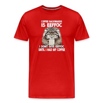 Grim Pallas Cat Coffee Motif | Manul Fan - Men's Premium Organic T-Shirt - red - Front - Damien (186cm)