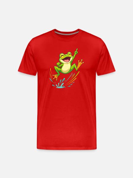 Cheerful Jumping Frog - Men's Premium Organic T-Shirt - red