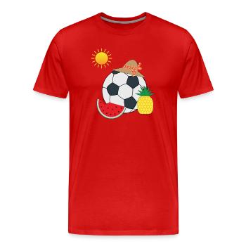 Summer Sun Football - Men's Premium Organic T-Shirt - red - Front - Damien (186cm)