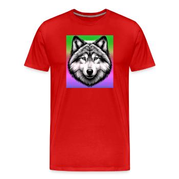 Wolf - Men's Premium Organic T-Shirt - red - Front - Damien (186cm)
