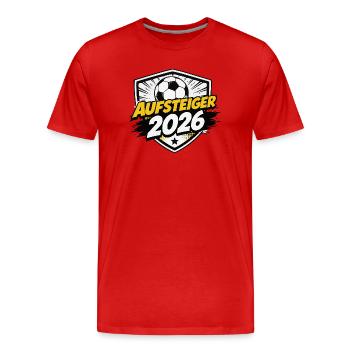 Aufsteiger 2026 Shield - Männer Premium Bio T-Shirt - Rot - Vorne - Damien (186cm)
