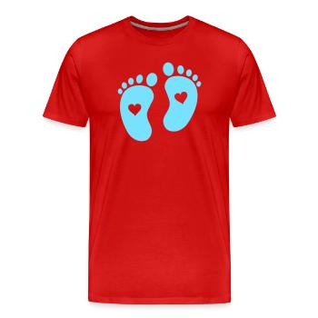 Herzliche Fußabdruck Babydesign - Männer Premium Bio T-Shirt - Rot - Vorne - Damien (186cm)