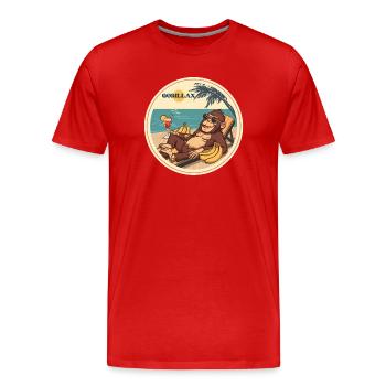 Relaxation du gorille - T-shirt bio Premium Homme - rouge - Devant - Damien (186cm)